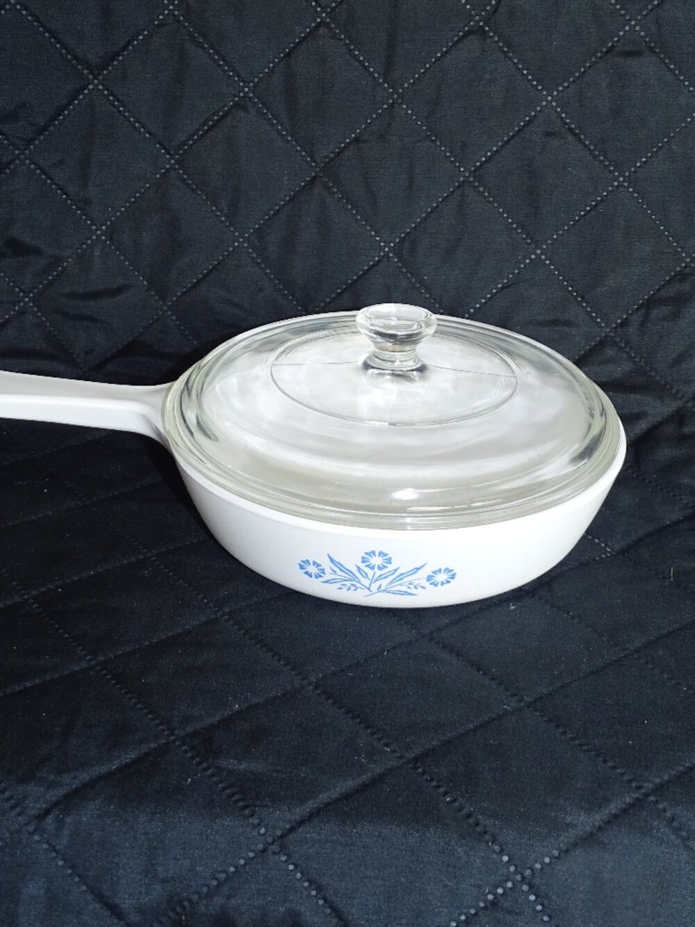VTG Corning Ware Skillet with Lid Blue Corn Flower Pattern 6.5 inches